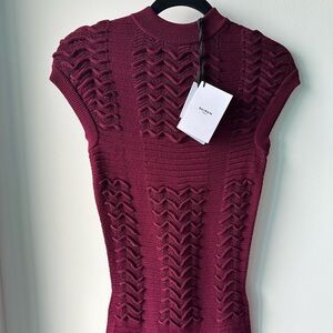 Balmain Chevron 3D-knit midi dress Red Size Small - BRAND NEW